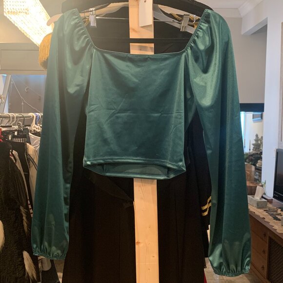 Shasa Size M Green Long Sleeve Bustier Top - Picture 2 of 2